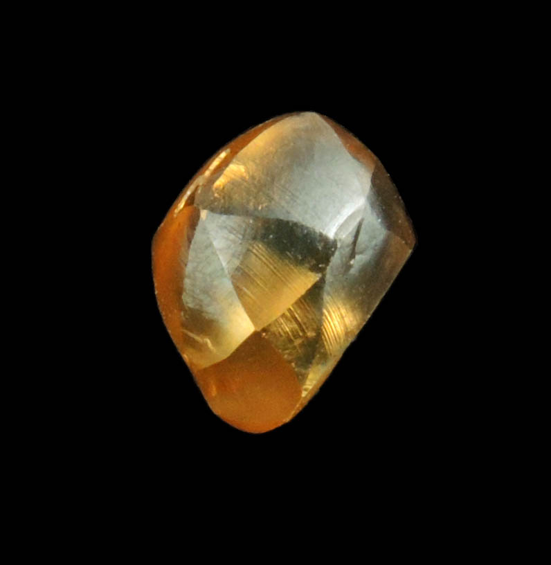 Diamond (0.97 carat fancy orange-brown elongated dodecahedral uncut diamond) from Northern Cape Province, South Africa