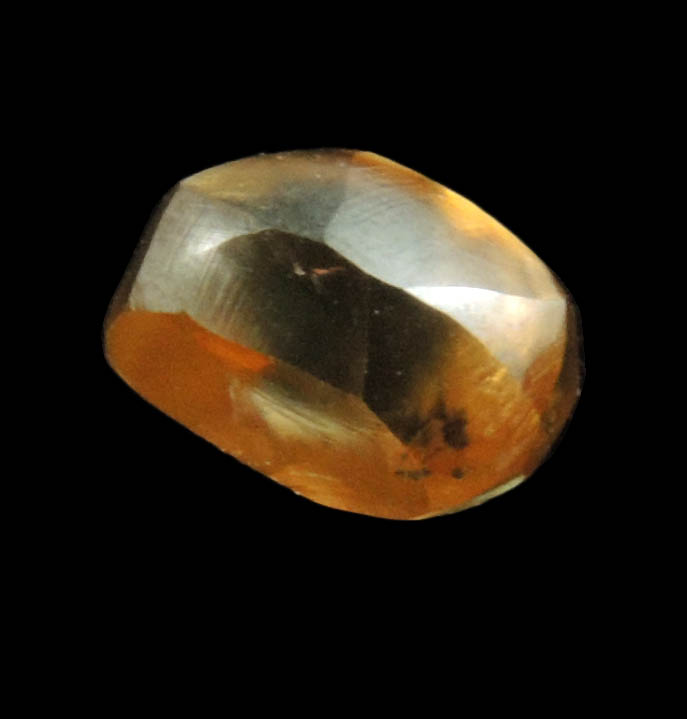 Diamond (0.97 carat fancy orange-brown elongated dodecahedral uncut diamond) from Northern Cape Province, South Africa