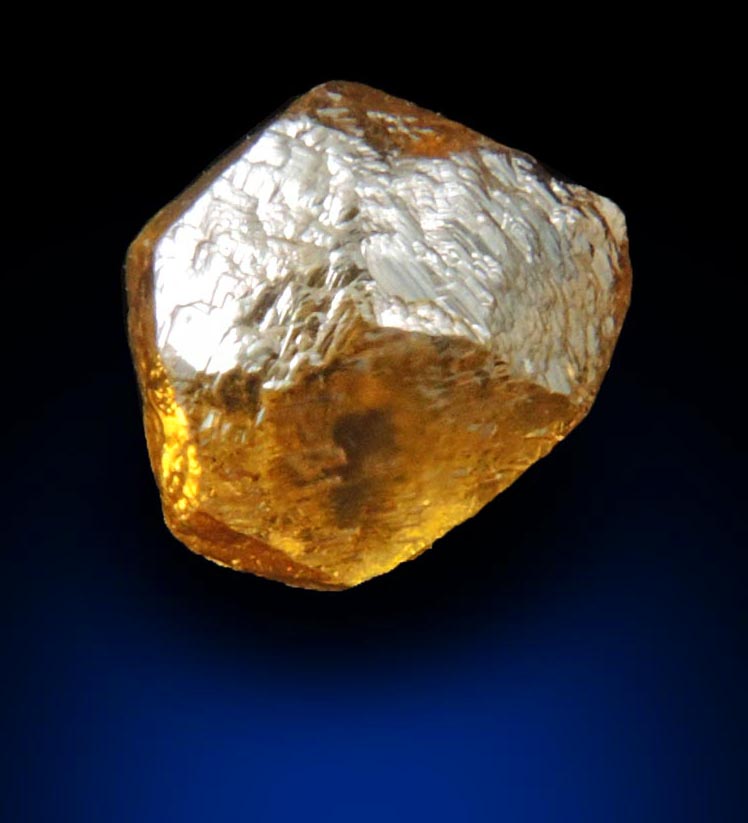 Diamond (0.66 carat fancy-yellow asymmetric dodecahedral uncut rough diamond) from Northern Cape Province, South Africa