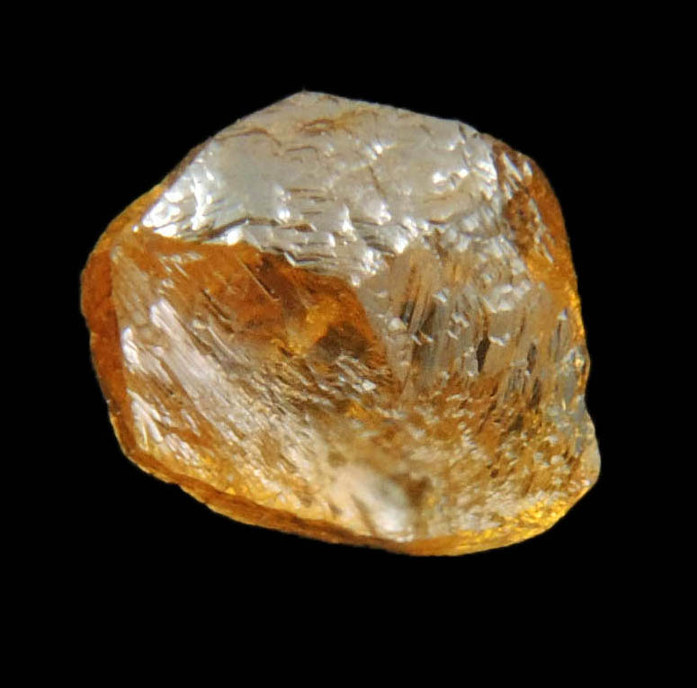 Diamond (0.66 carat fancy-yellow asymmetric dodecahedral uncut rough diamond) from Northern Cape Province, South Africa