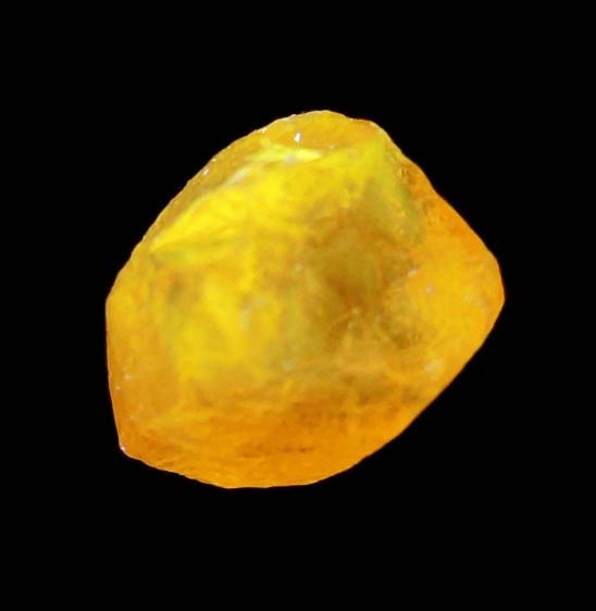 Diamond (0.66 carat fancy-yellow asymmetric dodecahedral uncut rough diamond) from Northern Cape Province, South Africa