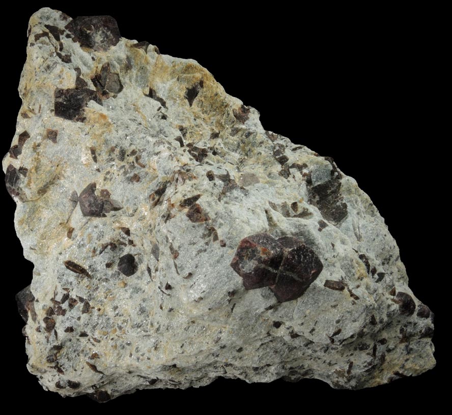 Almandine Garnet with Staurolite from Green's Farm, 750 m. ESE of Roxbury Falls, Roxbury, New Haven County, Connecticut