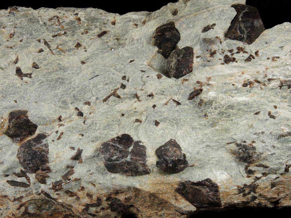 Almandine Garnet with Staurolite from Green's Farm, 750 m. ESE of Roxbury Falls, Roxbury, New Haven County, Connecticut