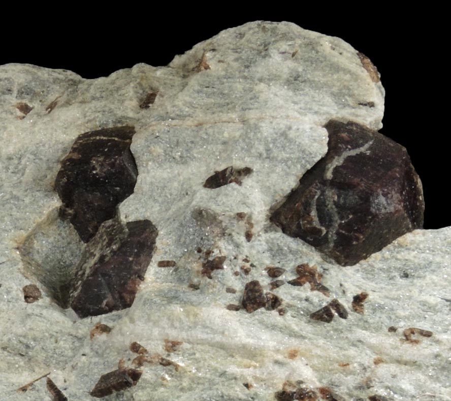 Almandine Garnet with Staurolite from Green's Farm, 750 m. ESE of Roxbury Falls, Roxbury, New Haven County, Connecticut