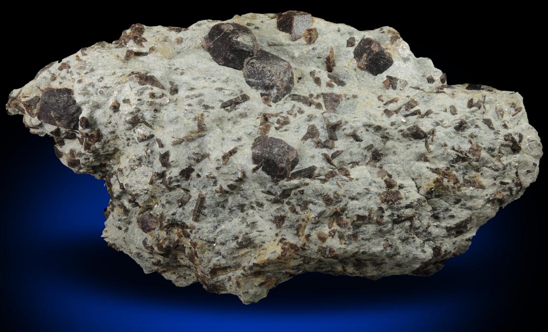 Almandine Garnet with Staurolite from Green's Farm, 750 m. ESE of Roxbury Falls, Roxbury, New Haven County, Connecticut