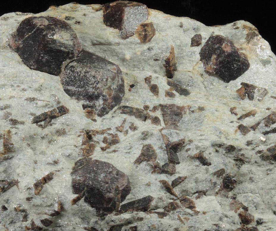 Almandine Garnet with Staurolite from Green's Farm, 750 m. ESE of Roxbury Falls, Roxbury, New Haven County, Connecticut