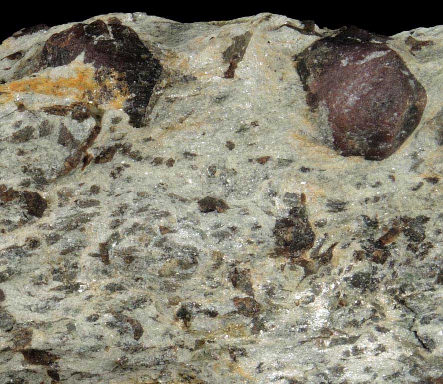 Almandine Garnet with Staurolite from Green's Farm, 750 m. ESE of Roxbury Falls, Roxbury, New Haven County, Connecticut