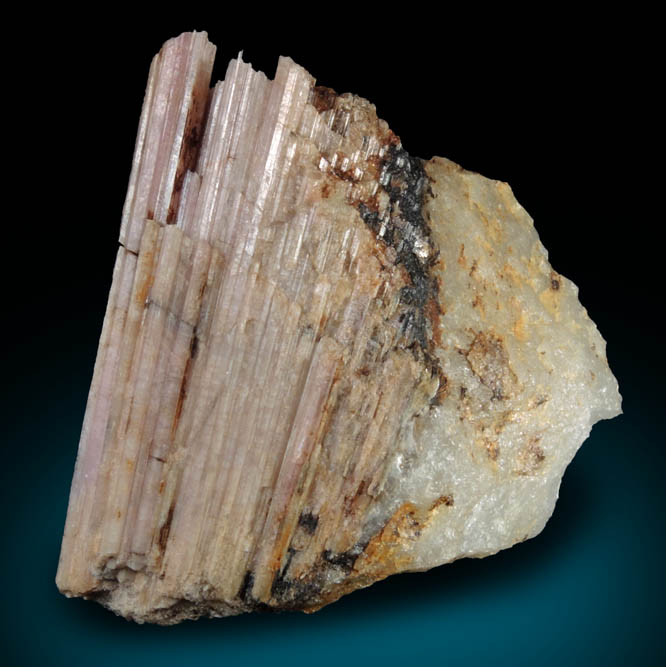 Elbaite var. Rubellite Tourmaline on Quartz from Black Mountain Quarry, Rumford, Oxford County, Maine