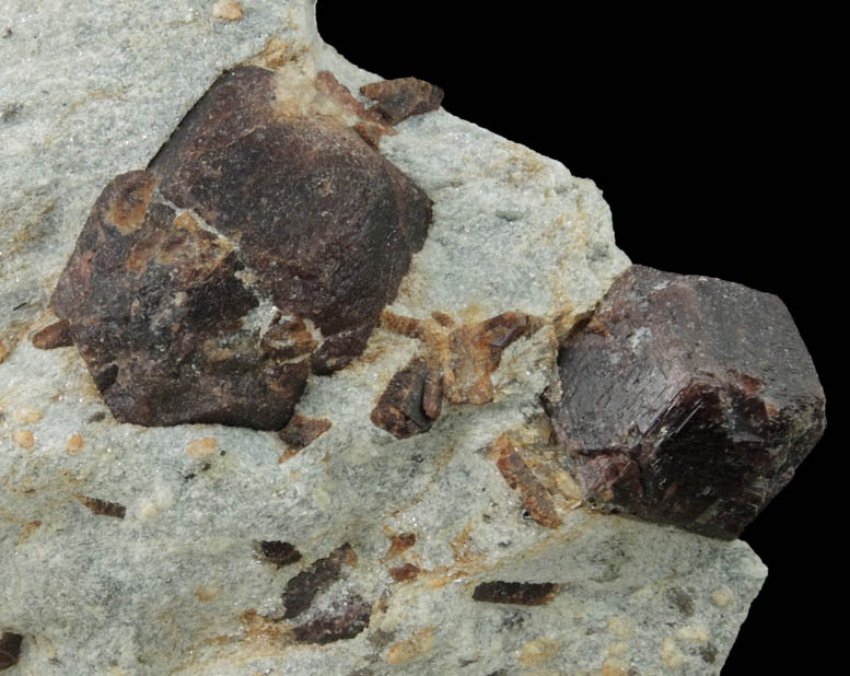 Almandine Garnet with Staurolite from Green's Farm, 750 m. ESE of Roxbury Falls, Roxbury, New Haven County, Connecticut