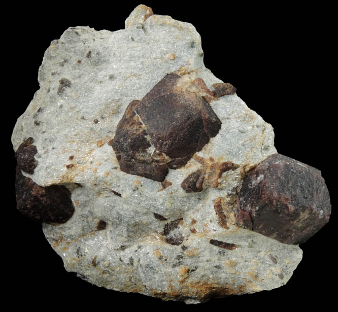 Almandine Garnet with Staurolite from Green's Farm, 750 m. ESE of Roxbury Falls, Roxbury, New Haven County, Connecticut