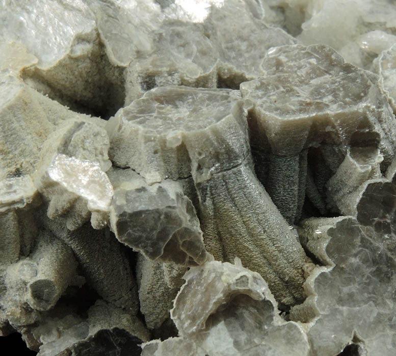 Muscovite (columnar crystals) on Albite var. Cleavelandite from Emmons Quarry, southeastern slope of Uncle Tom Mountain,  Greenwood, Oxford County, Maine