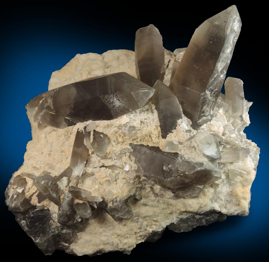 Quartz var. Smoky Quartz on Albite-Microcline from North Moat Mountain, Bartlett, Carroll County, New Hampshire