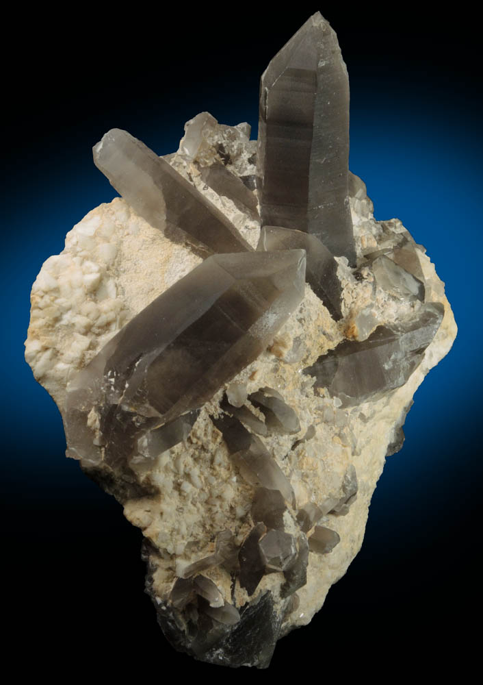 Quartz var. Smoky Quartz on Albite-Microcline from North Moat Mountain, Bartlett, Carroll County, New Hampshire