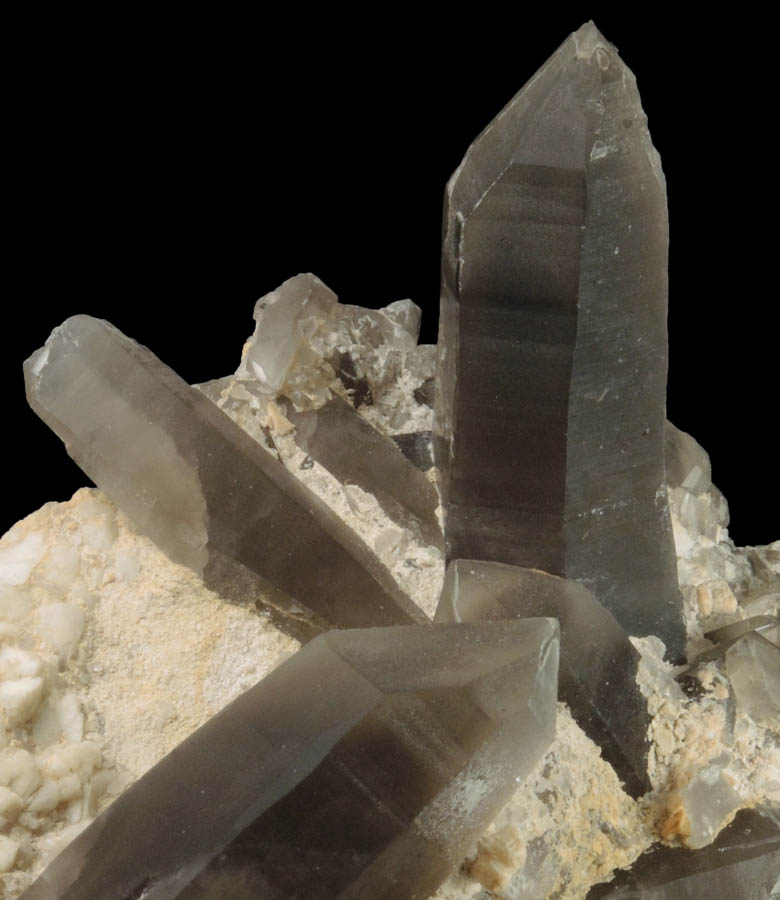 Quartz var. Smoky Quartz on Albite-Microcline from North Moat Mountain, Bartlett, Carroll County, New Hampshire