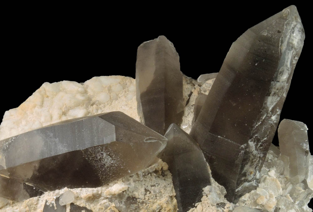 Quartz var. Smoky Quartz on Albite-Microcline from North Moat Mountain, Bartlett, Carroll County, New Hampshire