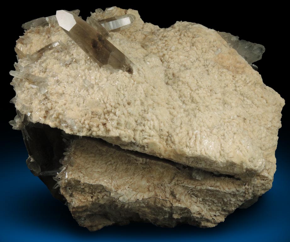 Quartz var. Smoky Quartz and Albite on Microcline from North Moat Mountain, Bartlett, Carroll County, New Hampshire