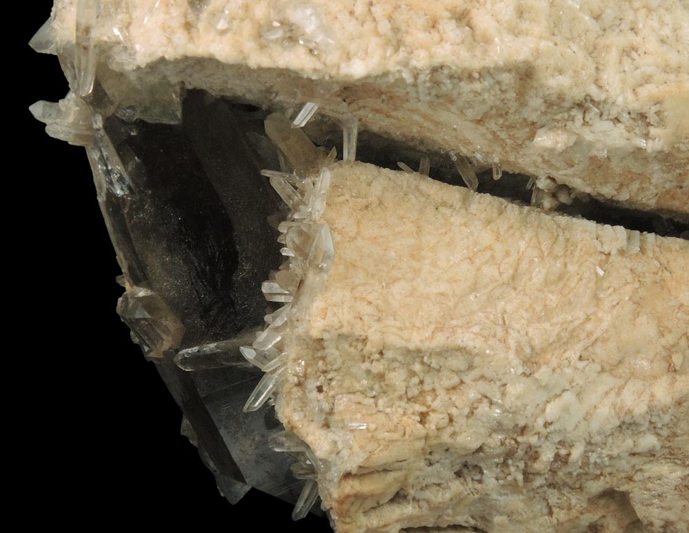 Quartz var. Smoky Quartz and Albite on Microcline from North Moat Mountain, Bartlett, Carroll County, New Hampshire