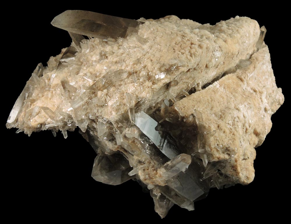 Quartz var. Smoky Quartz and Albite on Microcline from North Moat Mountain, Bartlett, Carroll County, New Hampshire