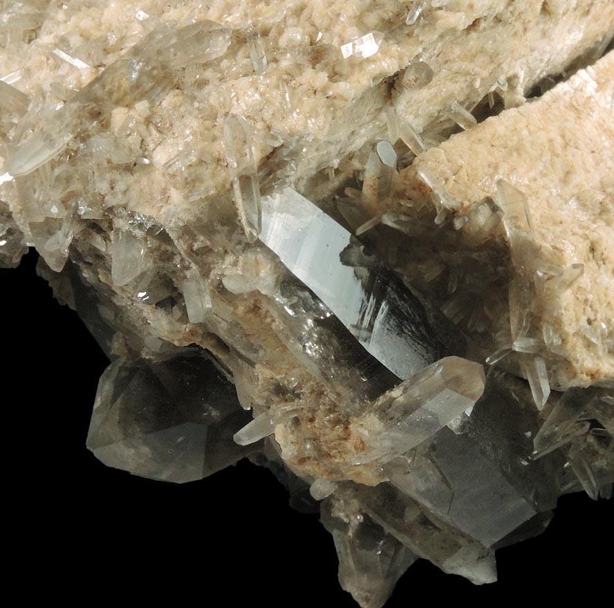 Quartz var. Smoky Quartz and Albite on Microcline from North Moat Mountain, Bartlett, Carroll County, New Hampshire