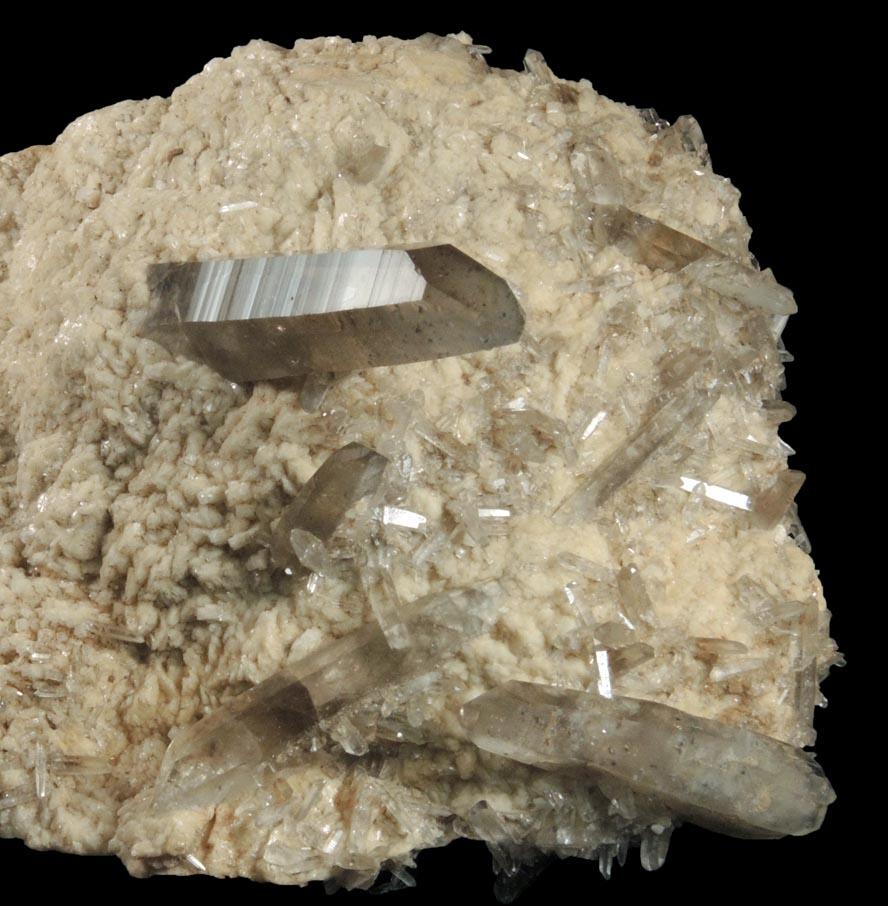 Quartz var. Smoky Quartz and Albite on Microcline from North Moat Mountain, Bartlett, Carroll County, New Hampshire