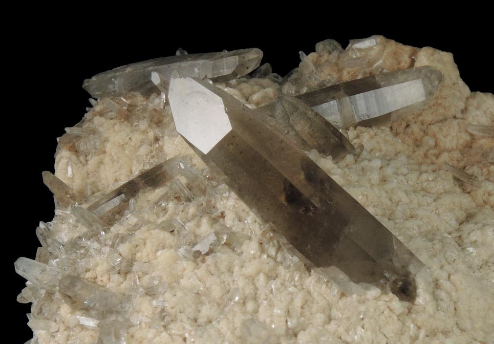 Quartz var. Smoky Quartz and Albite on Microcline from North Moat Mountain, Bartlett, Carroll County, New Hampshire