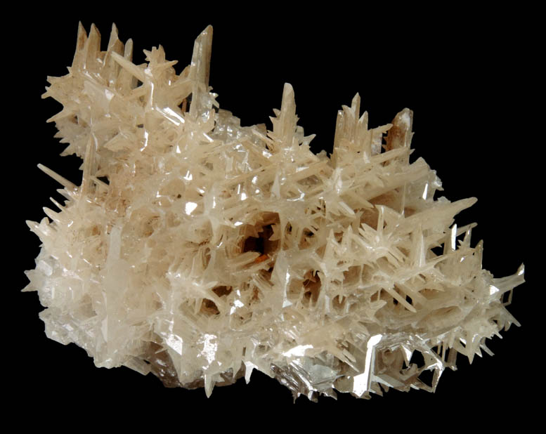 Cerussite (reticulated crystals) with minor Wulfenite from Vein #5, 200 Meter Level, Nakhlak Mine, Anarak District, Esfahan Province, Iran