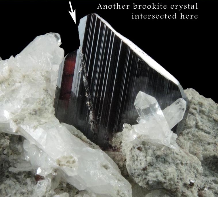 Brookite and Anatase on Quartz from Twll maen Grisial, Prenteg, Tremadog, Gwynedd, Wales (Type Locality for Brookite)