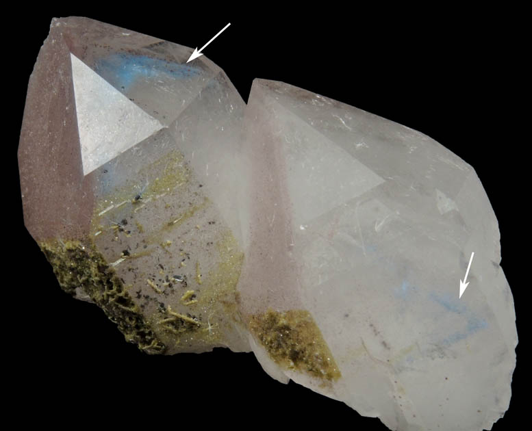 Quartz with Papagoite included phantom-growth zoning from Messina Mine, Shaft No. 5, Limpopo Province, South Africa