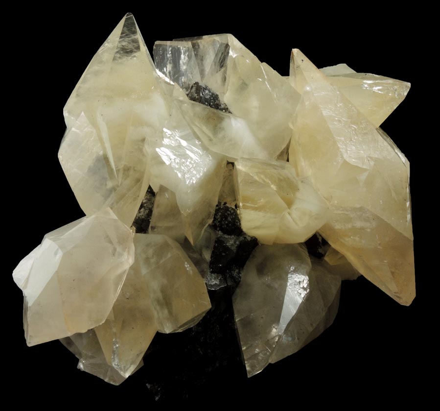 Calcite (twinned crystals) over Sphalerite from Elmwood Mine, Carthage, Smith County, Tennessee