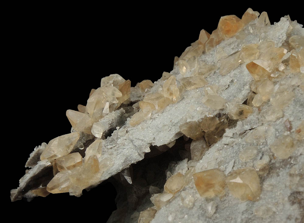 Calcite and Quartz on limestone plates from Elmwood Mine, Carthage, Smith County, Tennessee