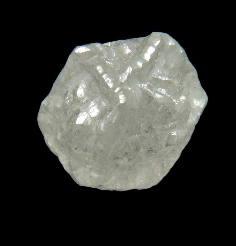 Diamond (2.61 carat pale-gray interpenetrant-twinned cubic rough diamonds) from Diavik Mine, East Island, Lac de Gras, Northwest Territories, Canada