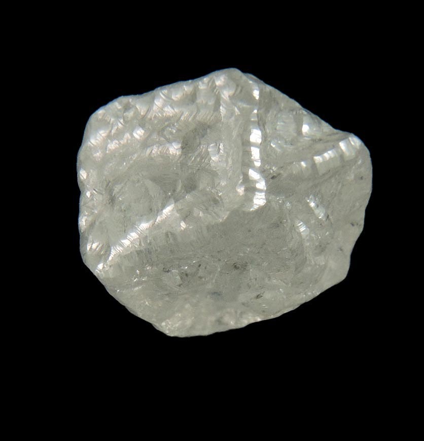 Diamond (2.61 carat pale-gray interpenetrant-twinned cubic rough diamonds) from Diavik Mine, East Island, Lac de Gras, Northwest Territories, Canada