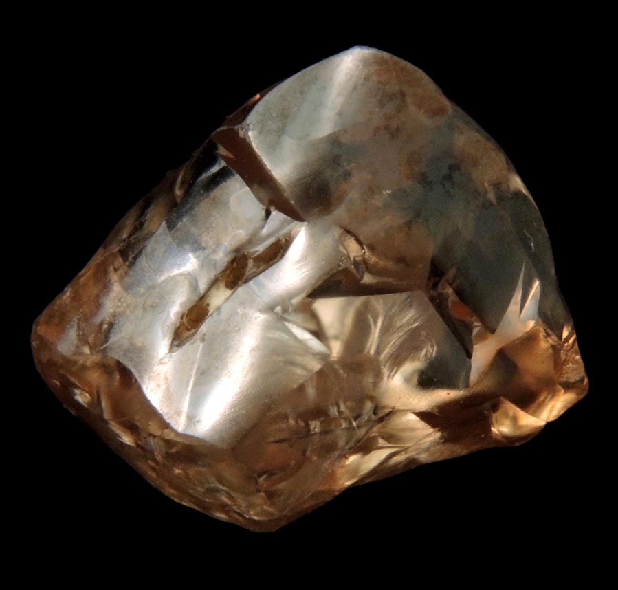 Diamond (10.68 carat cuttable brown freeform complex crystal) from Almazy Anabara Mine, Sakha (Yakutia) Republic, Siberia, Russia