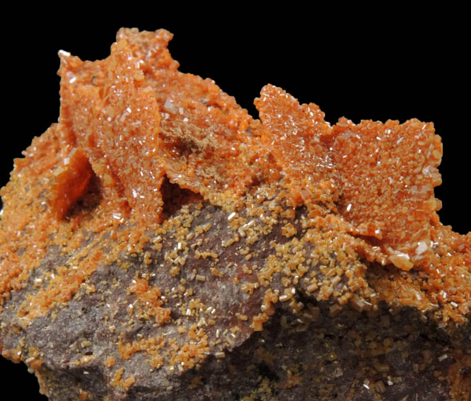 Vanadinite pseudomorphs after Wulfenite from Rowley Mine, 20 km northwest of Theba, Painted Rock Mountains, Maricopa County, Arizona