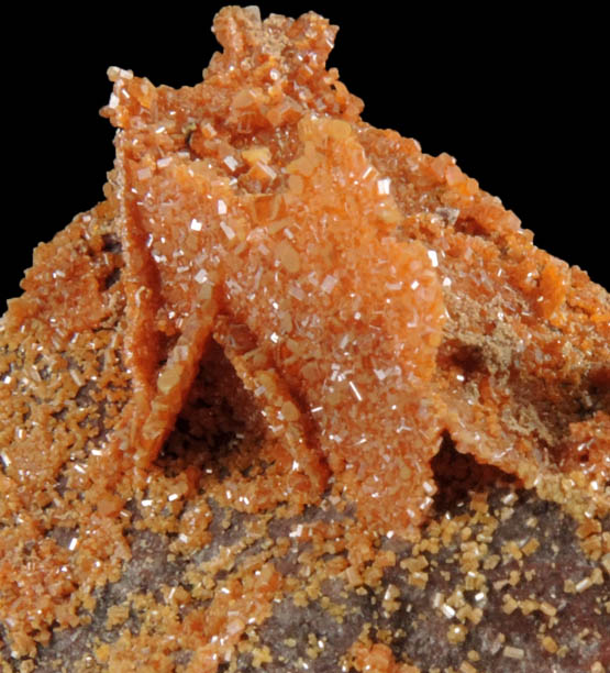 Vanadinite pseudomorphs after Wulfenite from Rowley Mine, 20 km northwest of Theba, Painted Rock Mountains, Maricopa County, Arizona