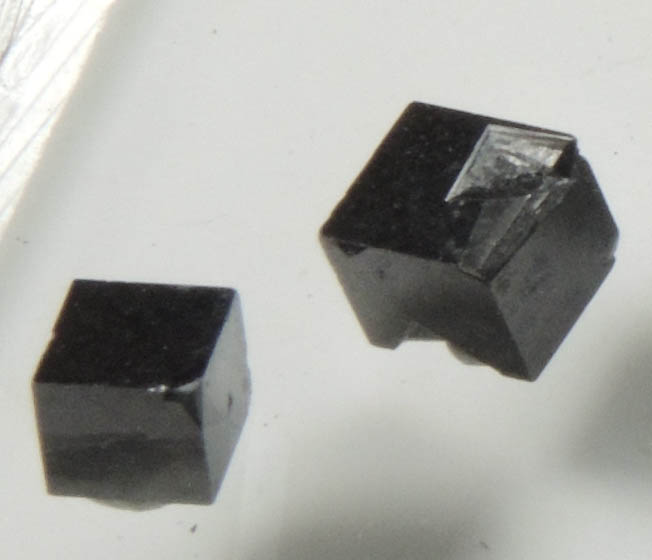 Magnetite exhibiting rare cubic habit (set of 8 crystals) from ZCA Mine No. 4, Fowler Ore Body, 2500' Level, Balmat, St. Lawrence County, New York