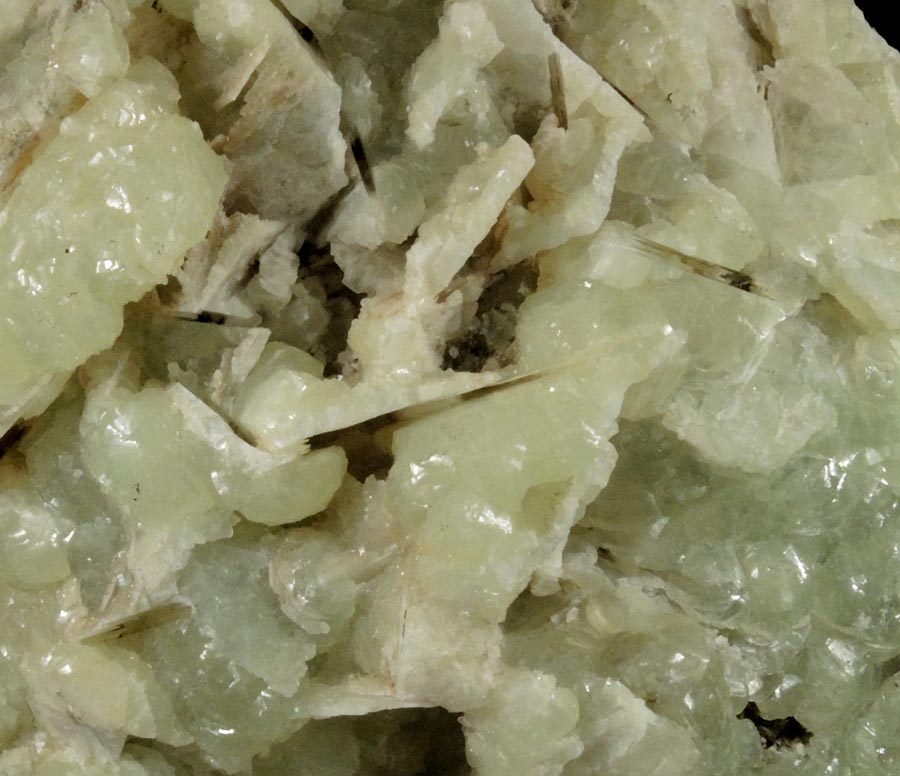 Prehnite with pseudomorphic cavities after bladed Anhydrite crystals from Prospect Park Quarry, Prospect Park, Passaic County, New Jersey