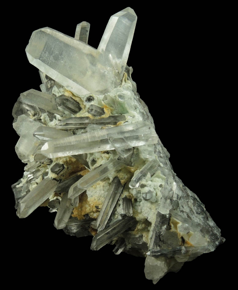 Quartz (Japan Law-twinned crystals) with Wavellite from Llallagua Mine (Siglo XX Mine), Bustillos Province, Potosi Department, Bolivia