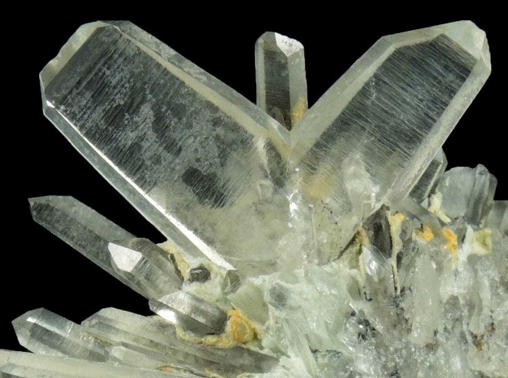 Quartz (Japan Law-twinned crystals) with Wavellite from Llallagua Mine (Siglo XX Mine), Bustillos Province, Potosi Department, Bolivia