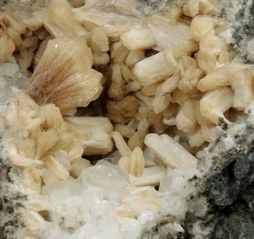 Stilbite with Calcite from Prospect Park Quarry, Prospect Park, Passaic County, New Jersey