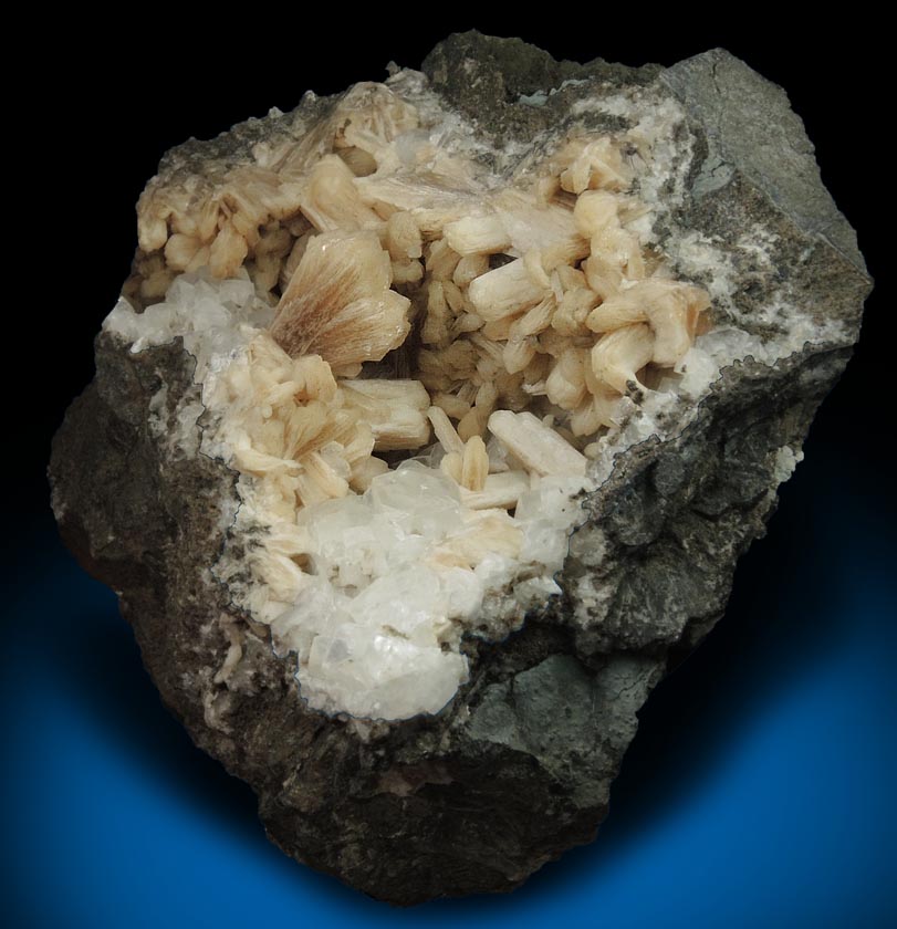 Stilbite with Calcite from Prospect Park Quarry, Prospect Park, Passaic County, New Jersey