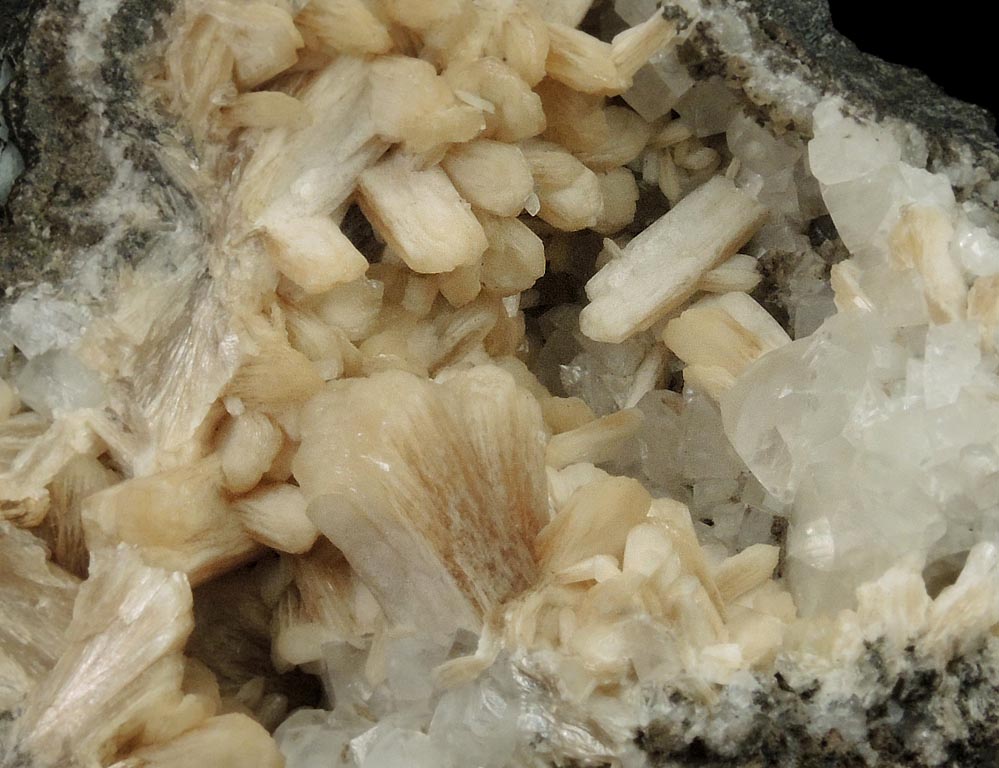 Stilbite with Calcite from Prospect Park Quarry, Prospect Park, Passaic County, New Jersey