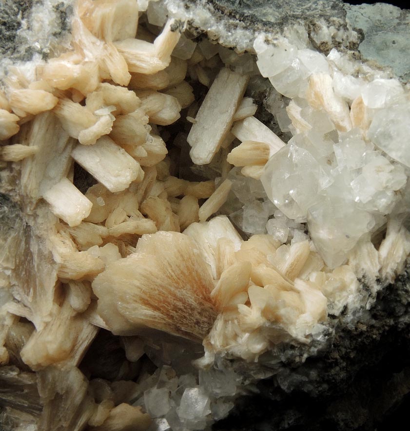 Stilbite with Calcite from Prospect Park Quarry, Prospect Park, Passaic County, New Jersey