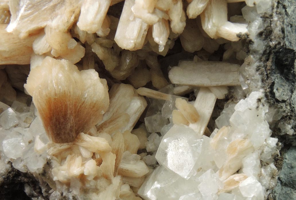 Stilbite with Calcite from Prospect Park Quarry, Prospect Park, Passaic County, New Jersey