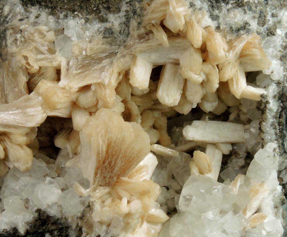 Stilbite with Calcite from Prospect Park Quarry, Prospect Park, Passaic County, New Jersey