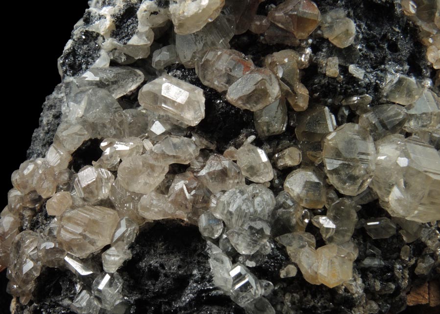 Cerussite (twinned crystals) on Galena over Barite from Mibladen, Haute Moulouya Basin, Zeida-Aouli-Mibladen belt, Midelt Province, Morocco