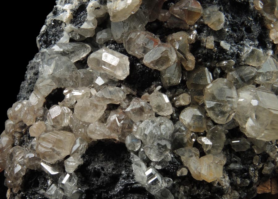 Cerussite (twinned crystals) on Galena over Barite from Mibladen, Haute Moulouya Basin, Zeida-Aouli-Mibladen belt, Midelt Province, Morocco