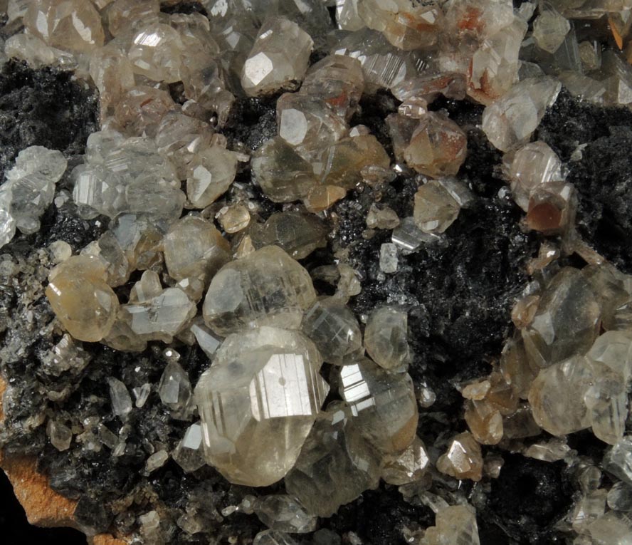 Cerussite (twinned crystals) on Galena over Barite from Mibladen, Haute Moulouya Basin, Zeida-Aouli-Mibladen belt, Midelt Province, Morocco