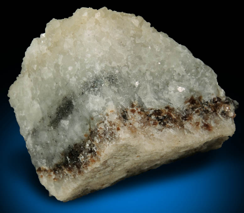 Dravite-Uvite Tourmaline in Inwood Marble from Construction excavation at 207th Street and Broadway, New York City, Manhattan Island, New York County, New York