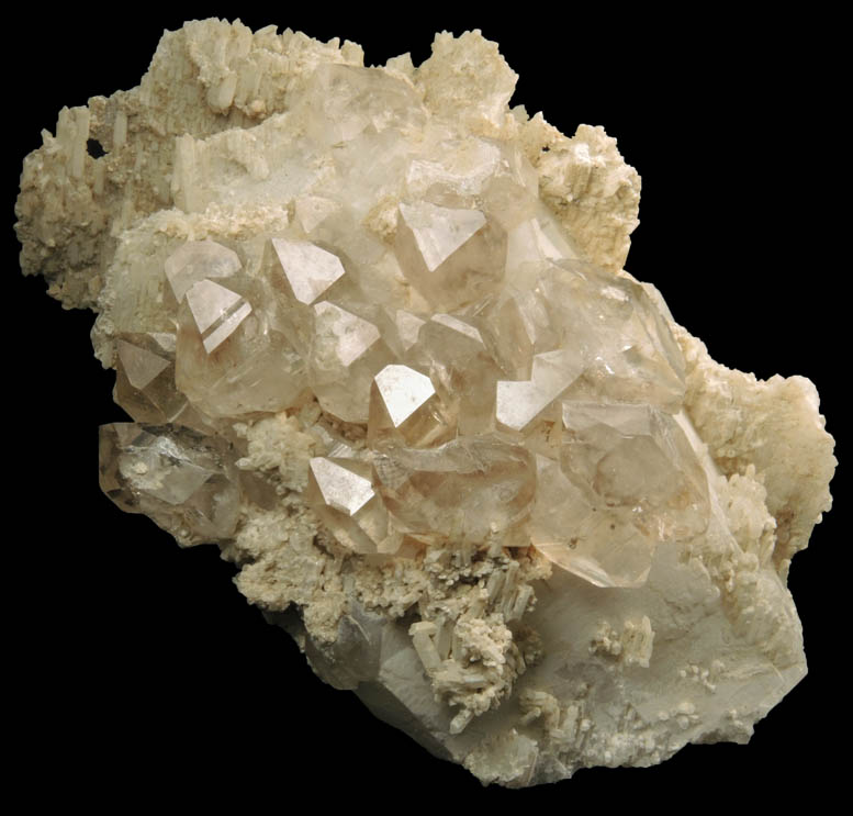 Quartz (parallel growth) and Cookeite over Milky Quartz from Tamminen Quarry, Greenwood, Oxford County, Maine